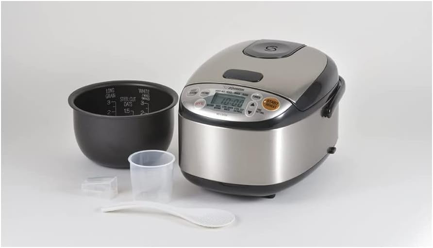 image:imageZojirushi Micom 3Cup Compact Size Multiple Settings Stainless Steel Made BuiltIn Retractable Power Cord and Easy to Transport Rice Cooker and WarmerStainless Black