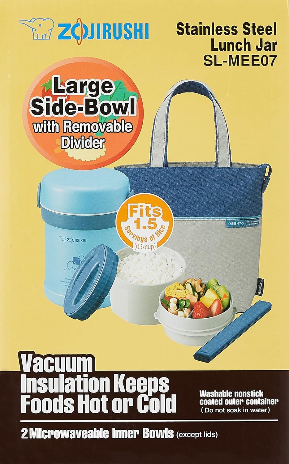 image:imageZojirushi SLMEE07AB MsBento Stainless Lunch Jar Aqua BlueOne size