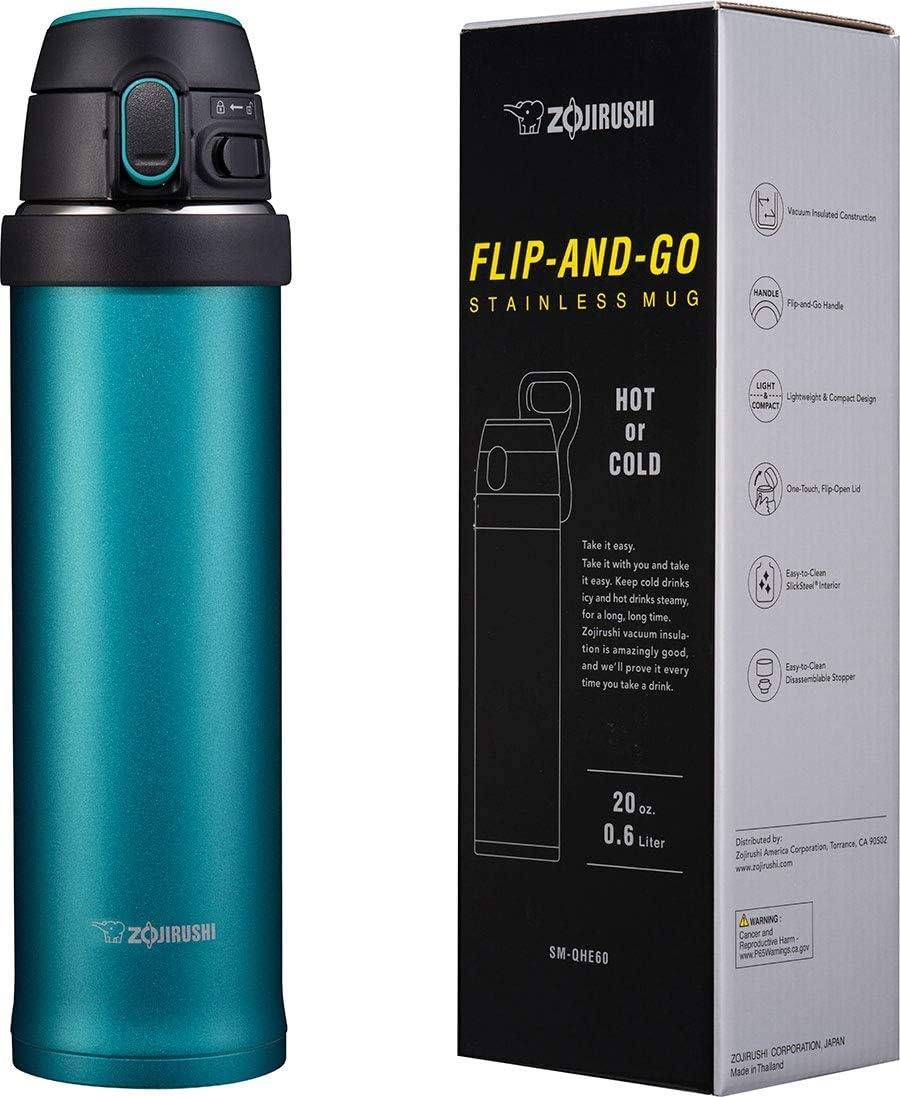image:imageZojirushi SMQHE60GK FlipandGo Stainless Mug 20Ounce TealTeal