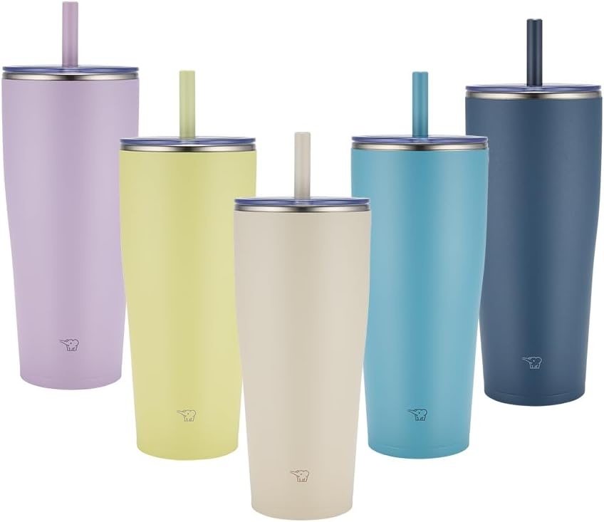 image:imageZojirushi SXHA89HVM Stainless Tumbler with Straw 30 ounces Mauve PurpleCitron Yellow