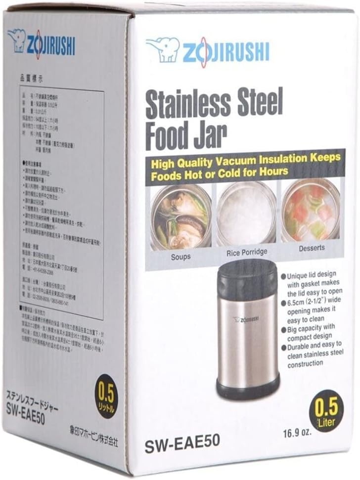 image:imageZojirushi Stainless Steel Food Jar Medium Dark BrownBlackStainless
