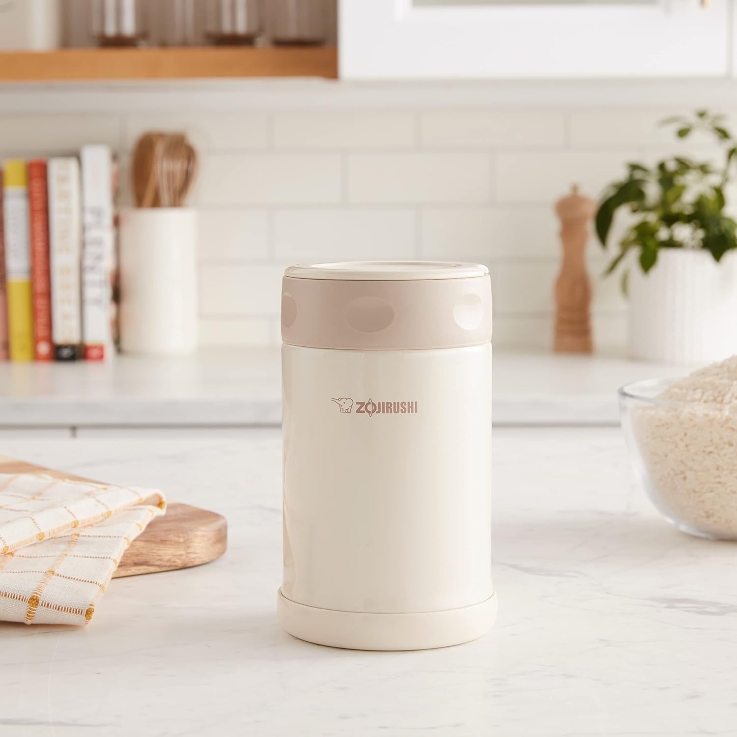 image:imageZojirushi Stainless Steel Food Jar Medium Dark BrownCream