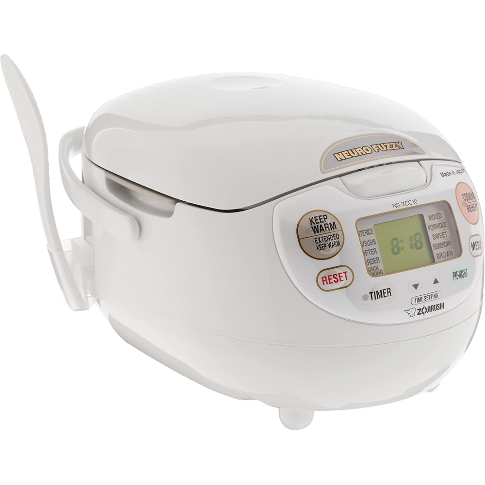 image:imageZojirushi Ns ZCC10 Neuro Fuzzy Rice Cooker and Warmer White55Cup uncooked rice